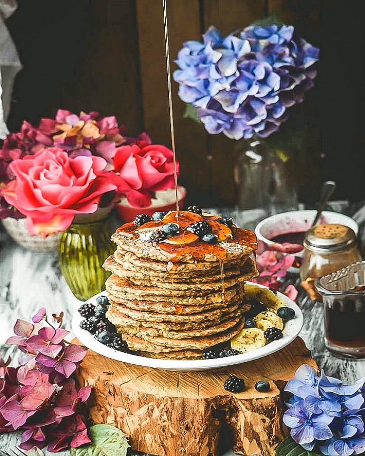 Chia Hemp Almond Banana Pancakes